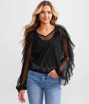 Daytrip Ruffle Mesh Top