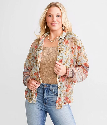 Daytrip Floral Paisley Chiffon Blouse