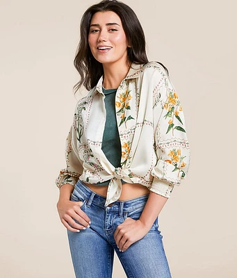 Daytrip Floral Satin Oversized Blouse