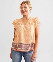 Daytrip Floral Print Flutter Sleeve Top