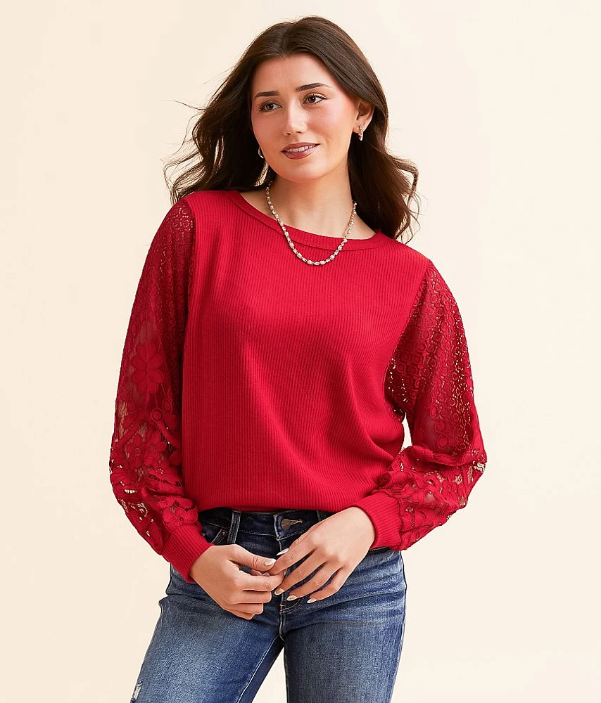 Floral Lace Sleeve Top