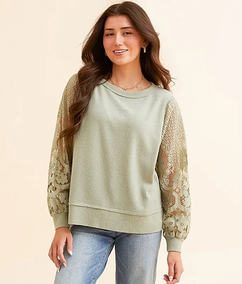 Daytrip Floral Lace Sleeve Top