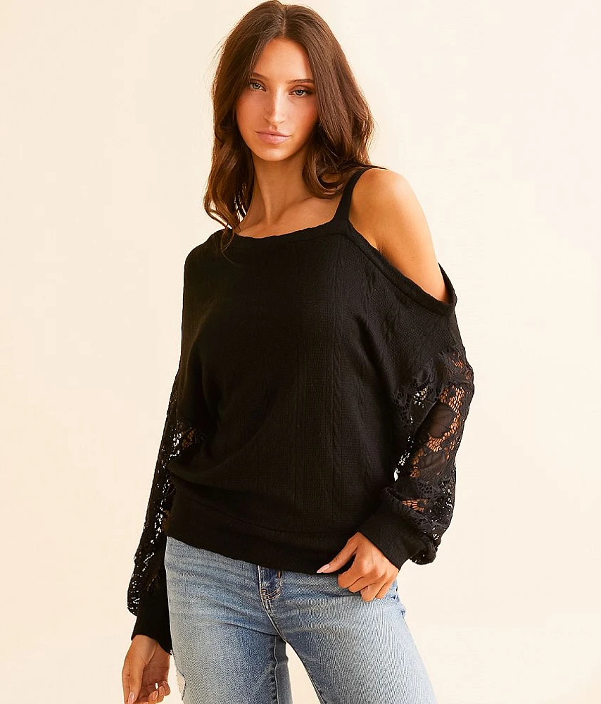 Cold Shoulder Textured Top