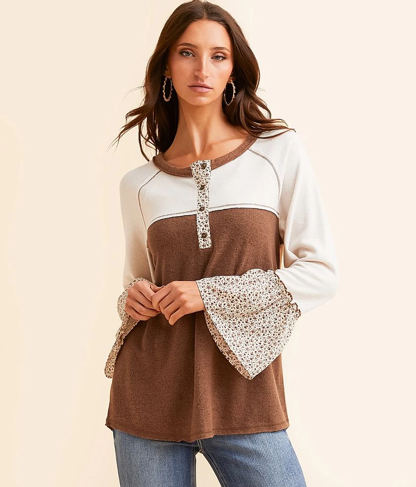 Color Block Henley Top