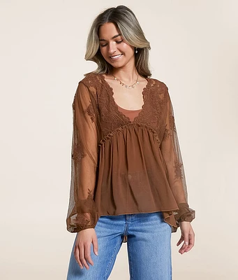 Daytrip Floral Mesh Empire Top