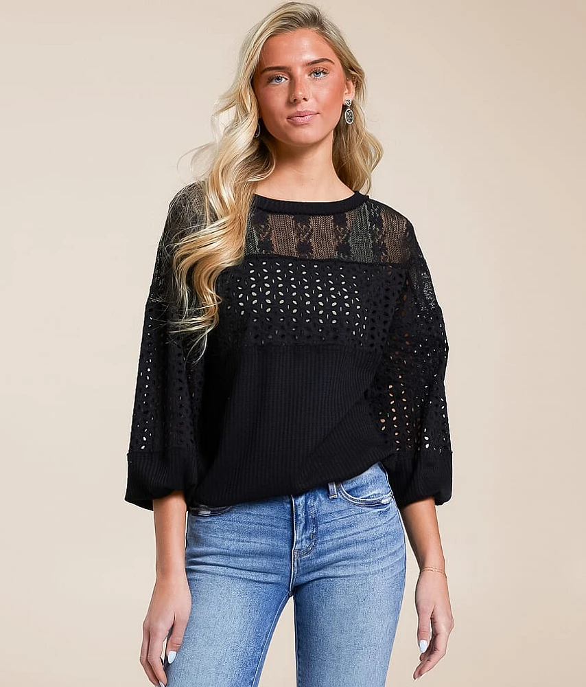 Daytrip Pieced Eyelet Top