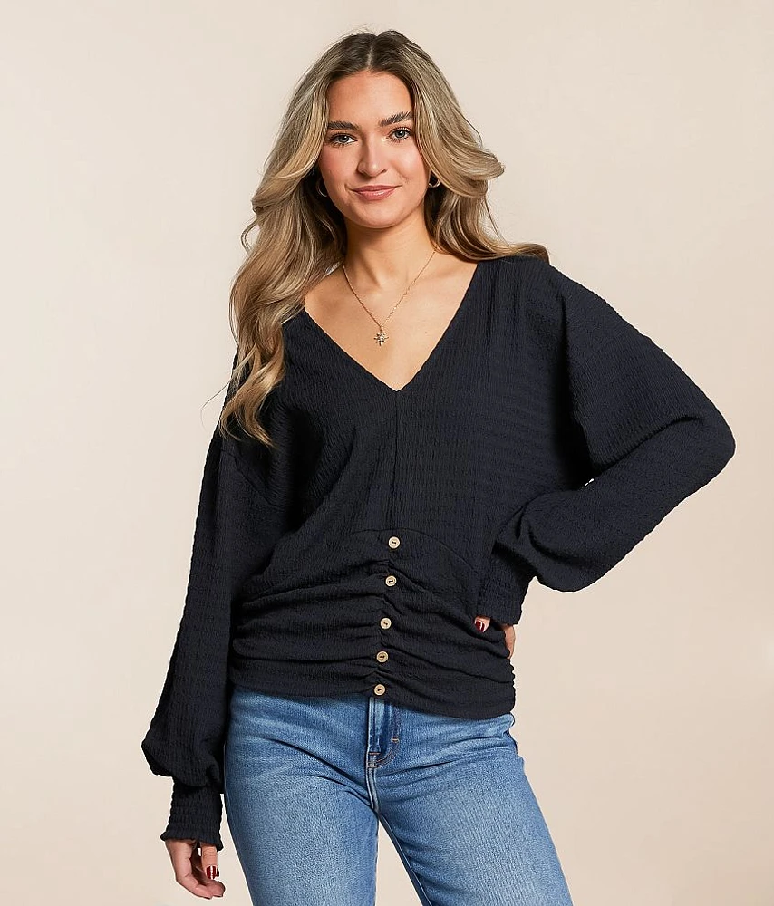 Textured Faux Button Top