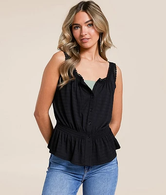 Daytrip Crochet Trim Peplum Tank Top