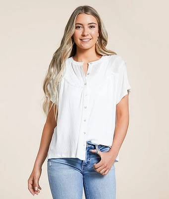 Daytrip Raw Edge Textured Blouse
