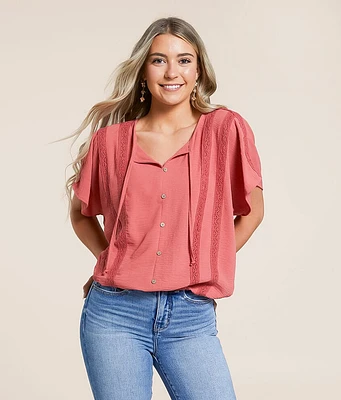 Daytrip Crinkle Front Tie Top
