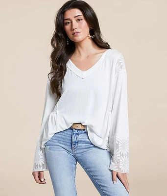 Daytrip Floral Lace Inset Top