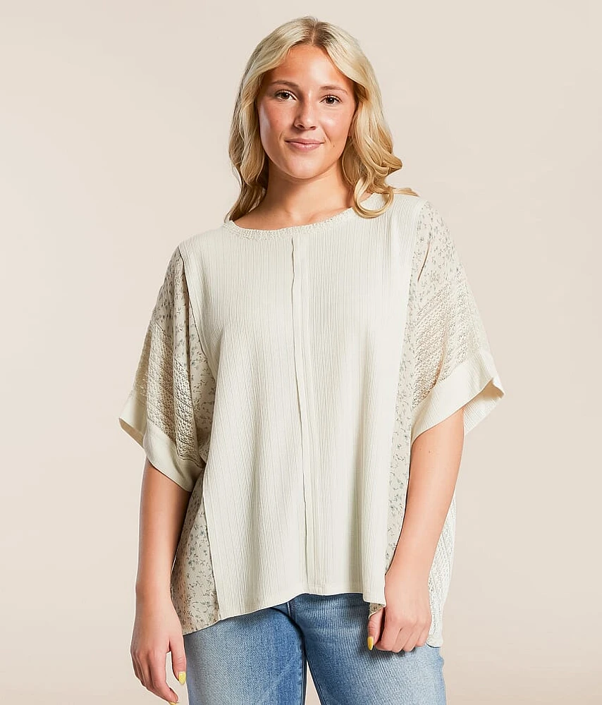 Daytrip Pieced Pointelle Floral Top