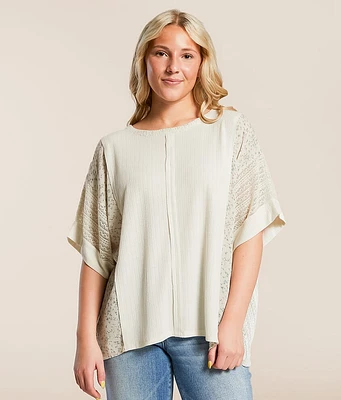 Daytrip Pieced Pointelle Floral Top