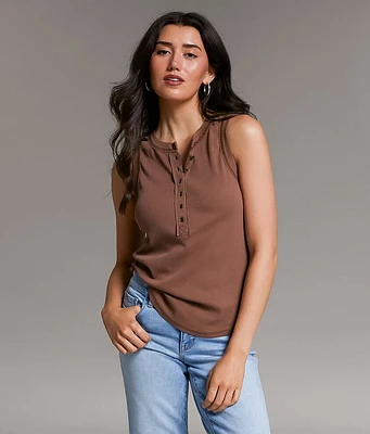 BKE Contrast Stitch Henley Tank Top