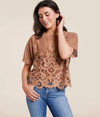 Daytrip Crochet Lace Scalloped Top