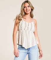 Daytrip Floral Striped Peplum Tank Top