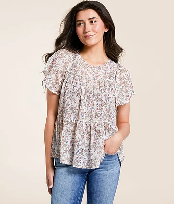 Daytrip Floral Chiffon Tiered Top