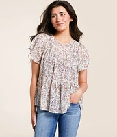 Daytrip Floral Chiffon Tiered Top