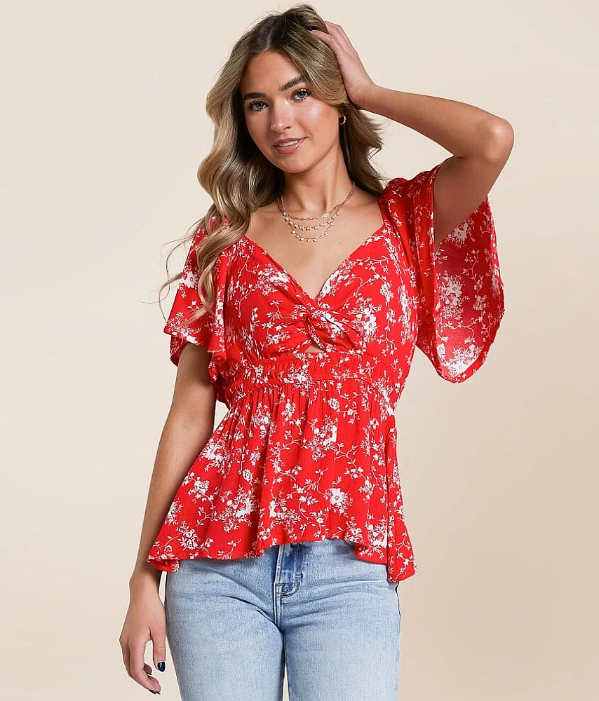Daytrip Floral Flutter Sleeve Top