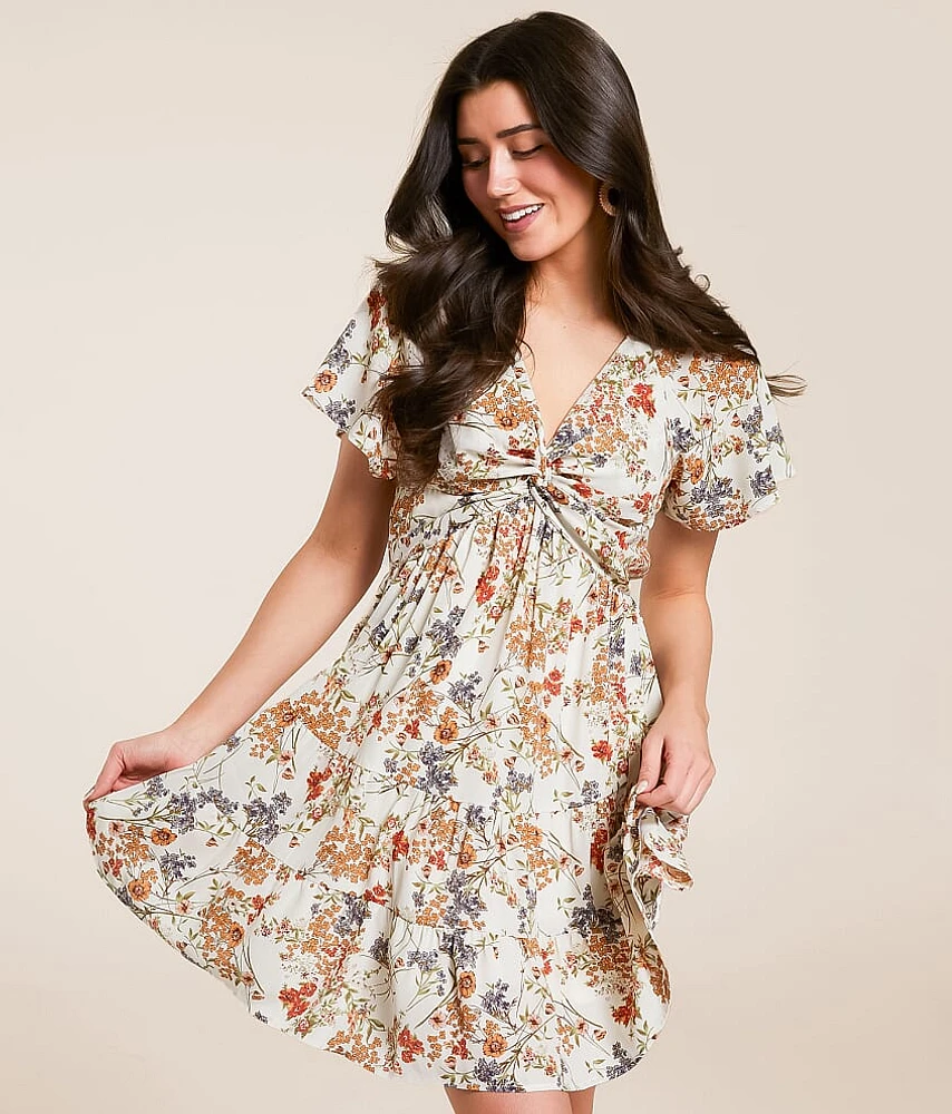 Willow & Root Twisted Front Mini Dress