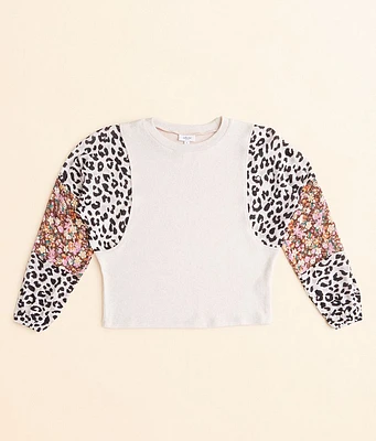 Girls - Willow & Root Floral Cheetah Top