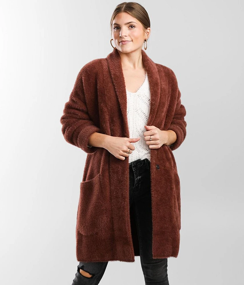 Eyelash Knit Cardigan Sweater