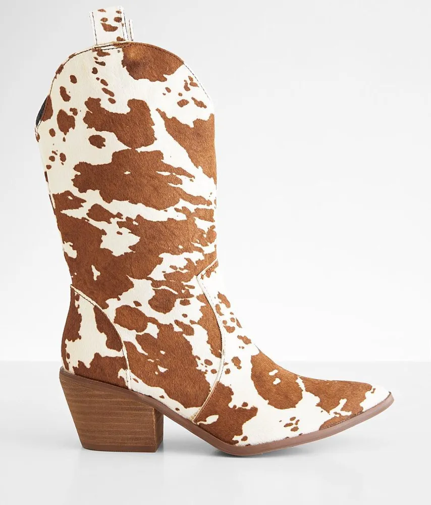 Live A Little Cow Print Leather Western Boot