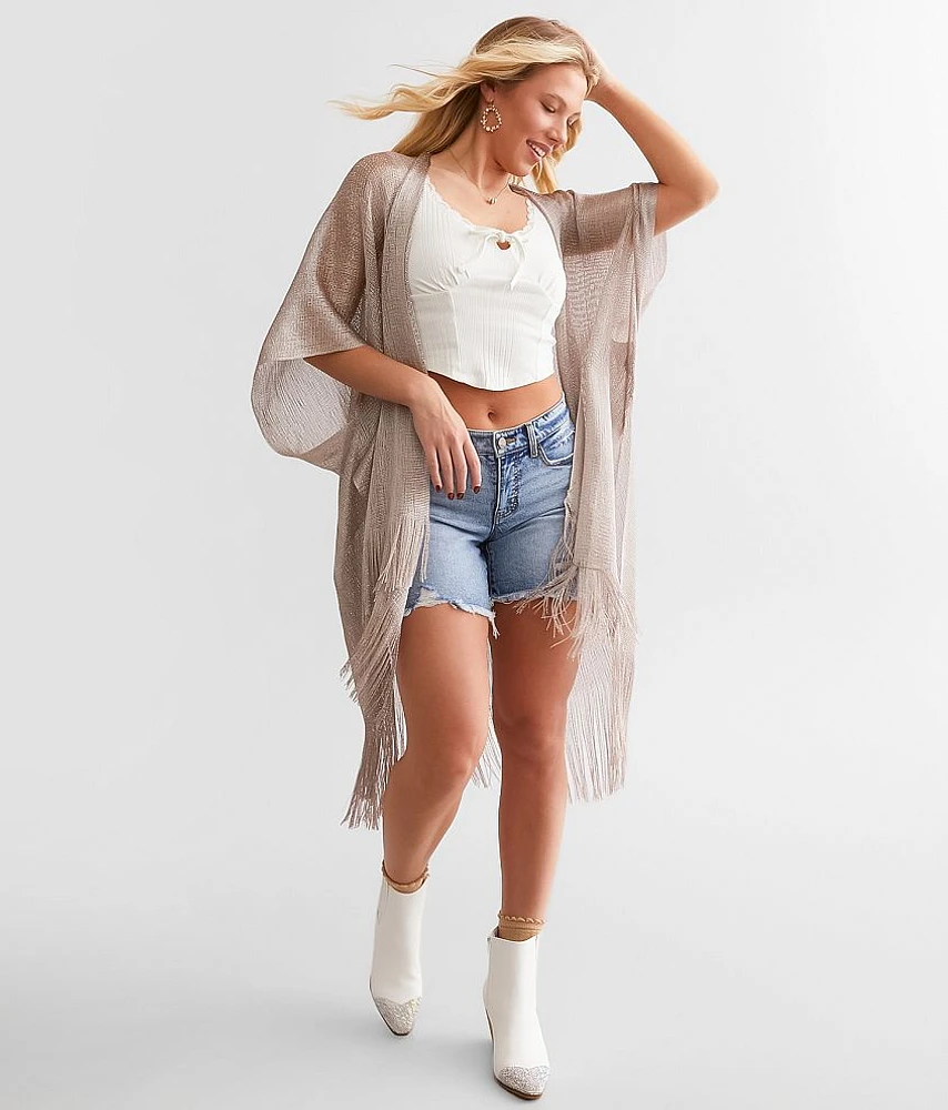 Metallic Fringe Kimono - One