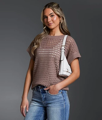 Buckle Black Open Stitch Sweater
