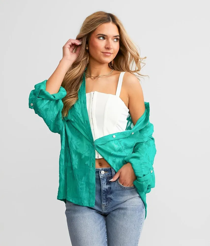 Metallic Jacquard Blouse
