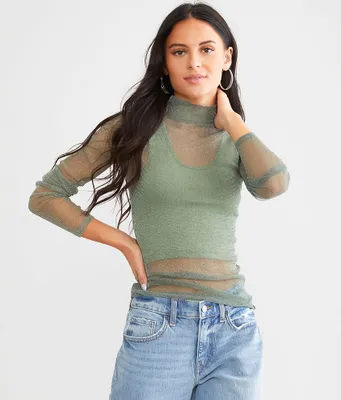 Willow & Root Metallic Mesh Top