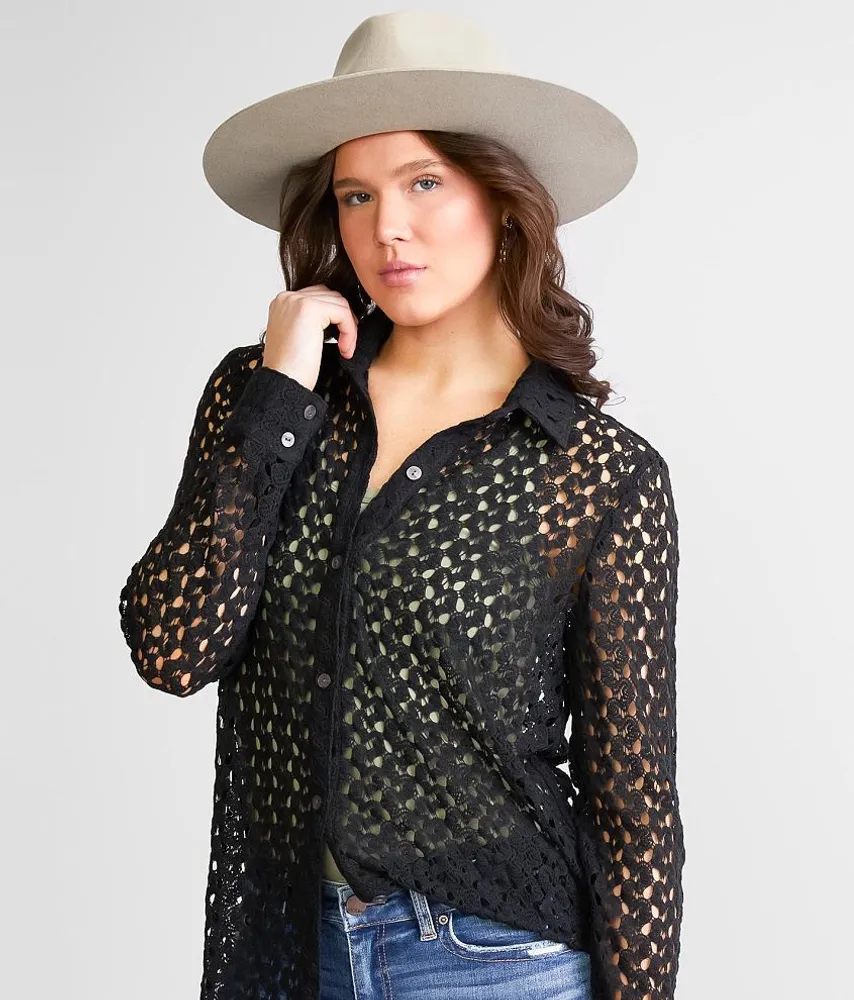Collared Crochet Shirt