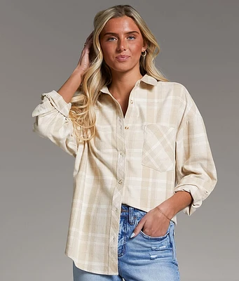 BKE Brushed Plaid Boyfriend Shirt