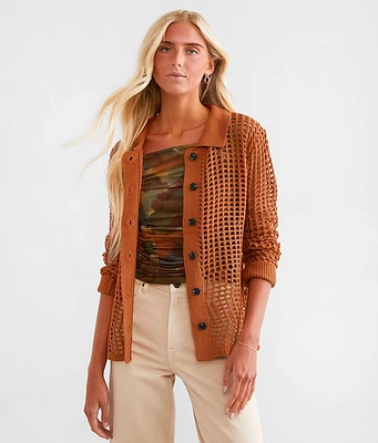 Double Zero Open Stitch Cardigan Sweater