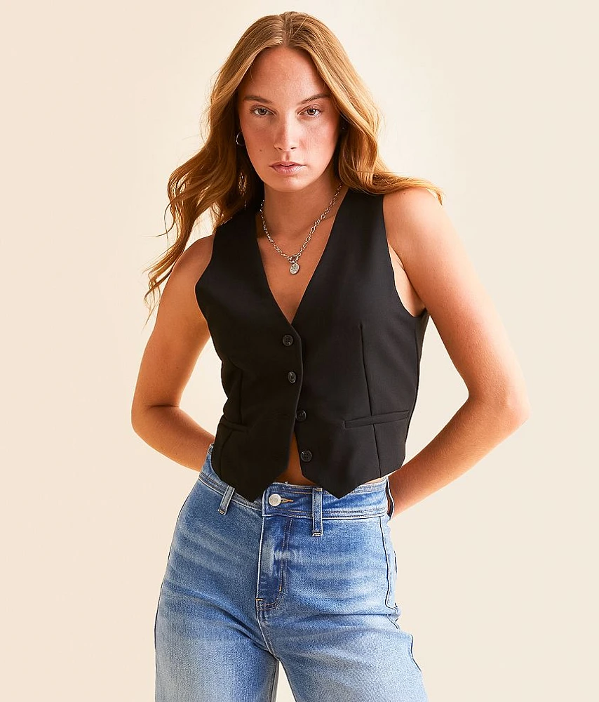 Button-Up Cropped Vest