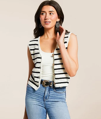 Double Zero Striped Sweater Tank Top