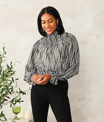 Willow & Root Metallic Striped Chiffon Blouse