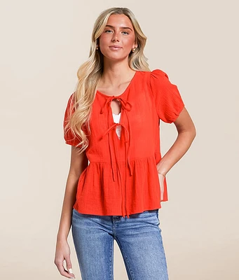 Hyfve Front Tie Peplum Top