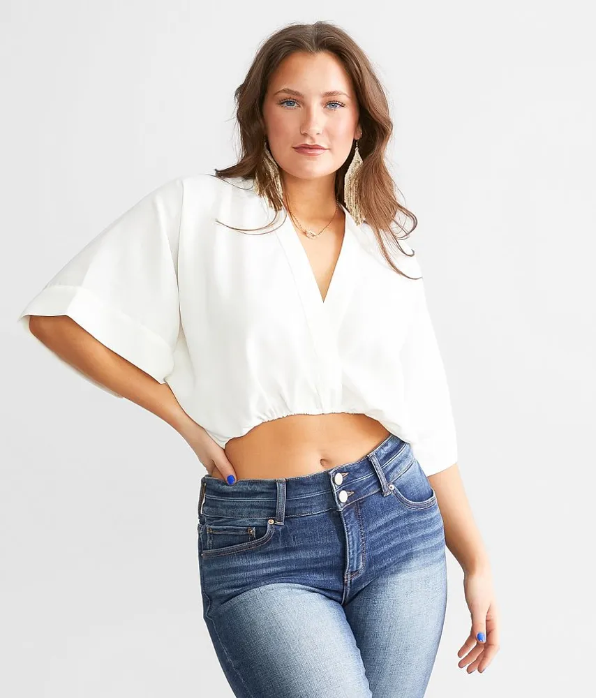 Pretty Please Surplice Cropped Top