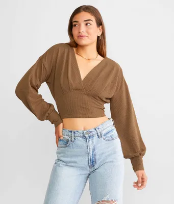Hyfve Textured Surplice Cropped Top