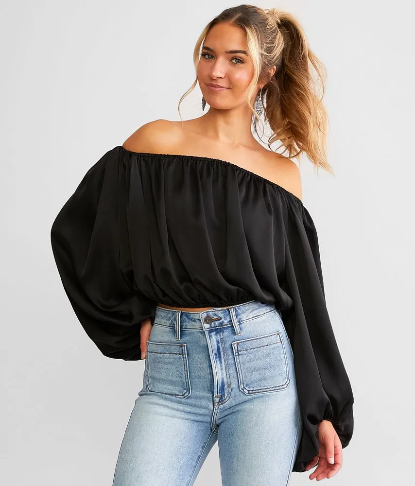 Swept Away Off The Shoulder Cropped Top