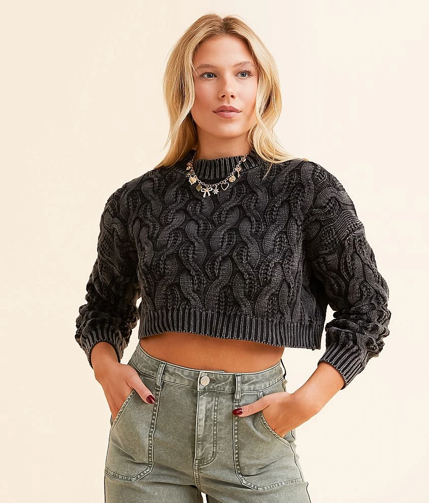 Cropped Cable Knit Sweater