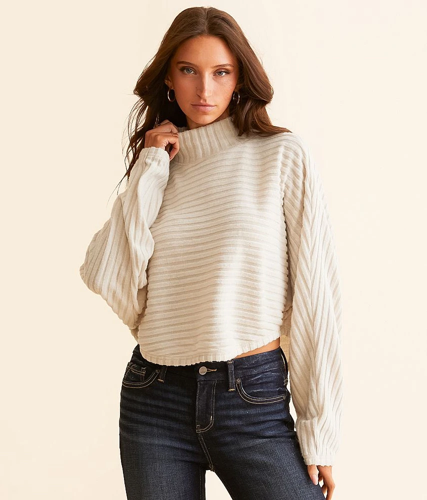 Ribbed Mock Neck Cropped Top