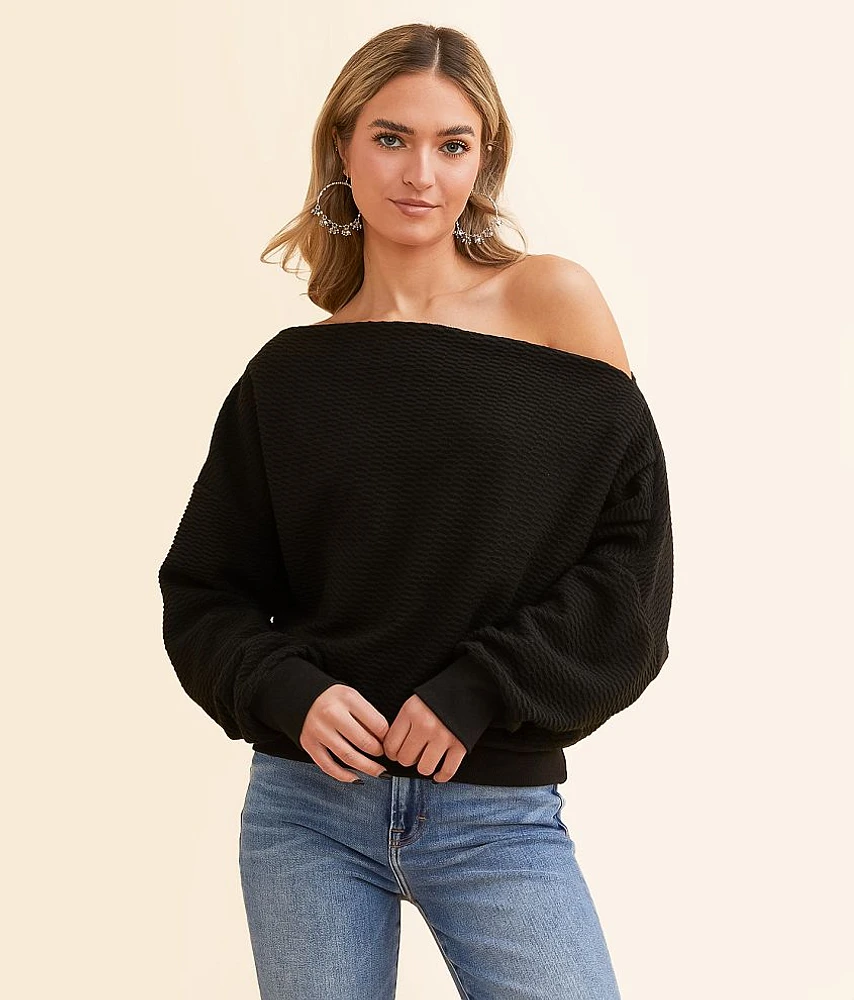 Asymmetrical Boat Neck Top