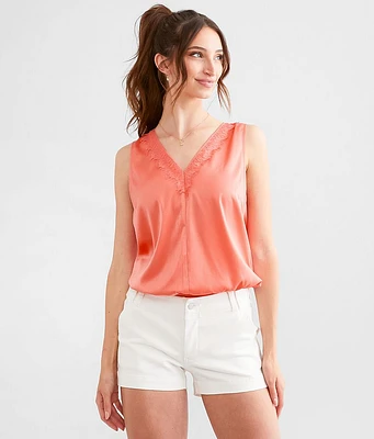 Hyfve Satin Eyelash Lace Tank Top