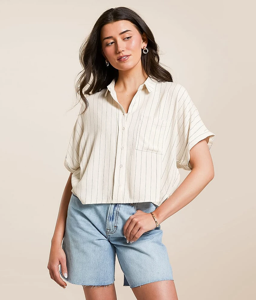 Striped Boxy Cropped Blouse