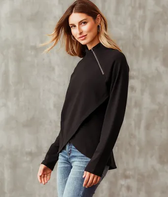 Buckle Black Asymmetrical Quarter Zip Pullover