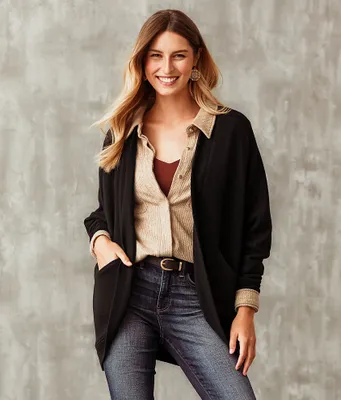 Buckle Black Textured Cocoon Cardigan