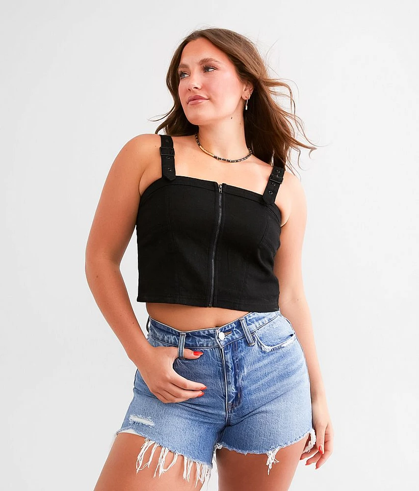 Denim Buckle Strap Tank Top