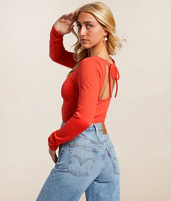 Freshwear Ribbed Back Tie Cropped Top